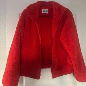 American Eagle Outfitters Vibrant Red Sherpa Jacket